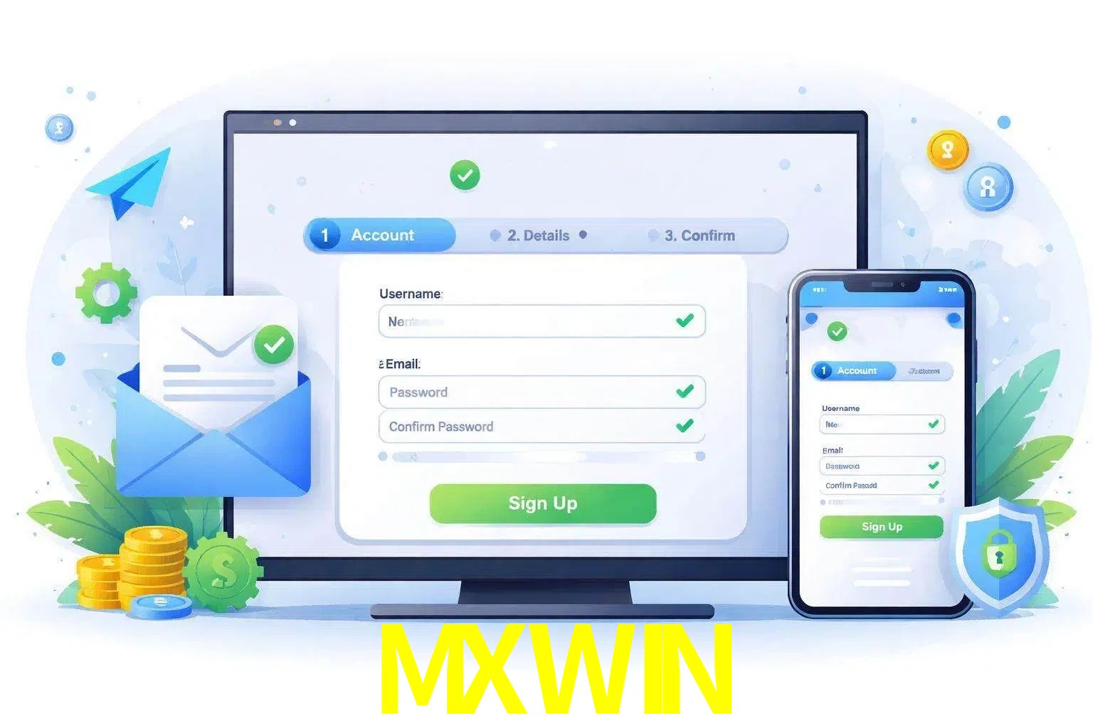 Registro de nuevo usuario y configuración de cuenta MXWIN